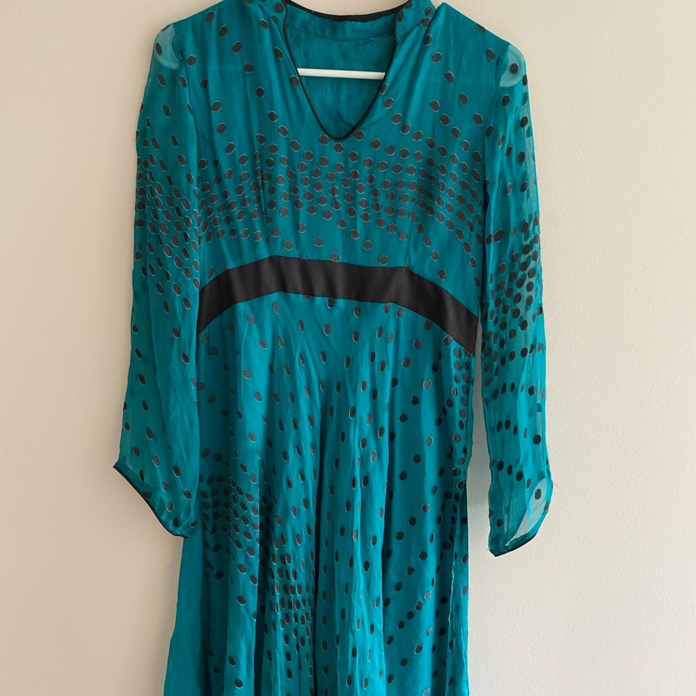 Aquamarine polka dot kameez